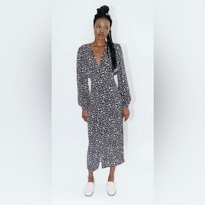 OH SEVEN DAYS Lola midi dress large black and cream/white pattern